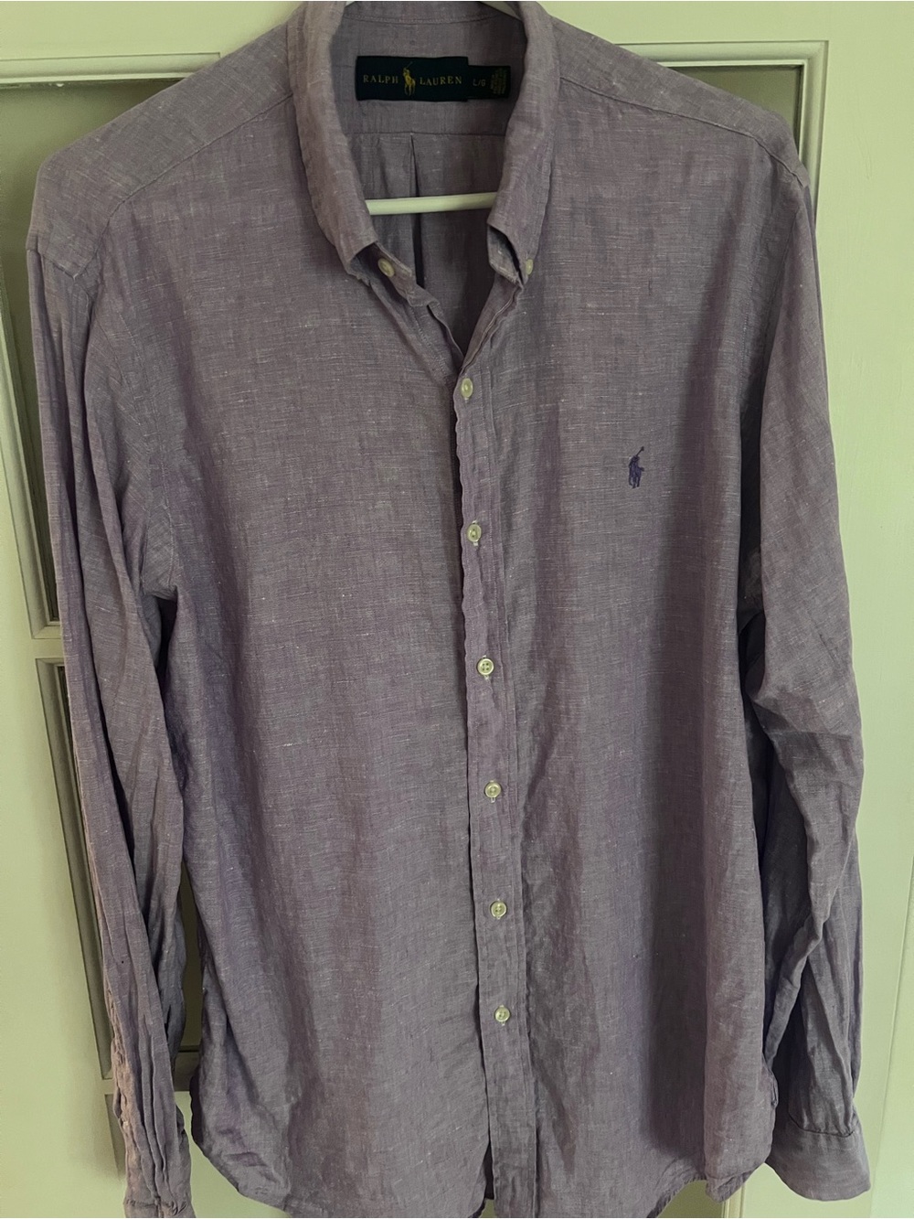 Ralph Lauren Lavender Linen Button-Down Shirt